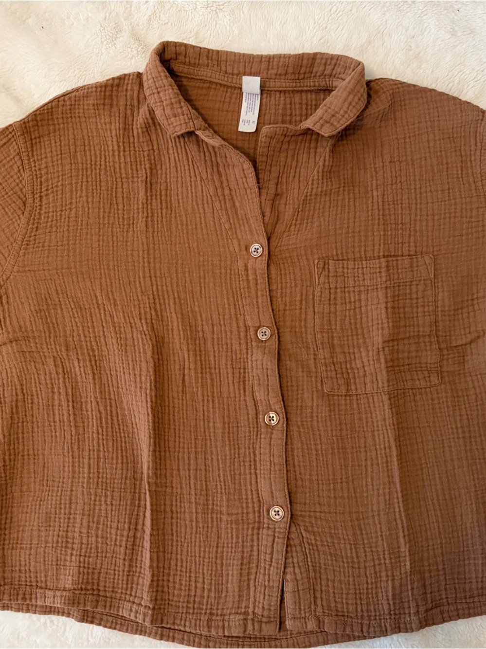 Stars Above Women’s Cotton Gauze Button-Up Shirt - Brown